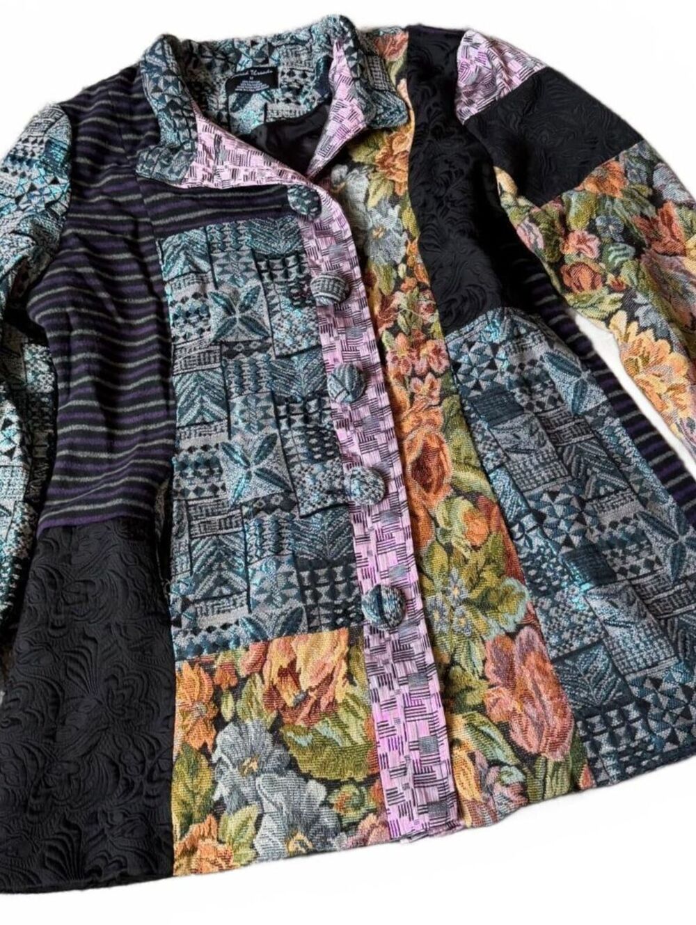 Sacred Threads Patchwork Tapestry Jacket Multicolor Size Medium